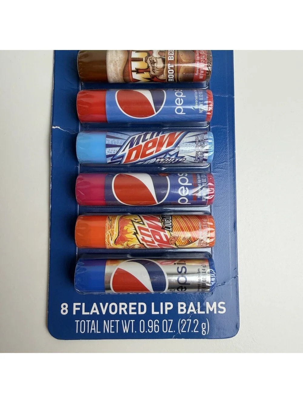 Taste Beauty Pepsi 8 Pack Flavored Lip Balm Soda Mountain Dew New Sealed